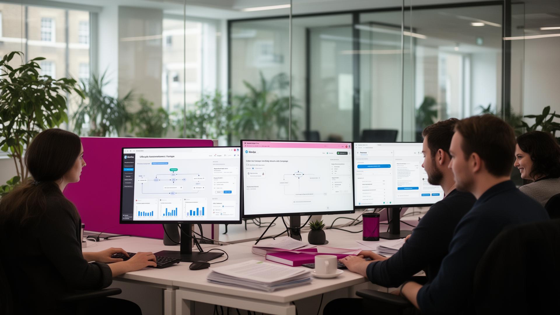 Creative Marketing Group Email Marketing — UK marketer reviewing automated email campaign performance on screen