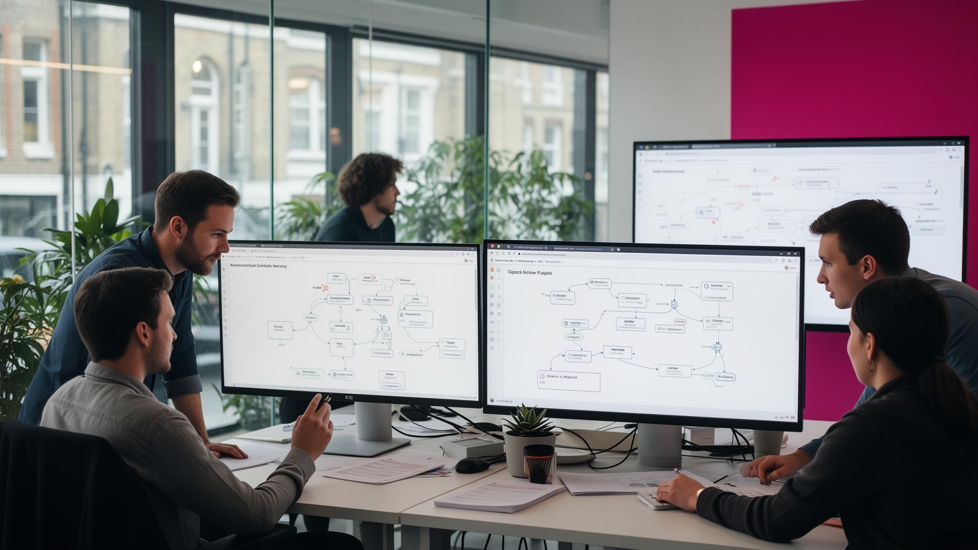 Creative Marketing Group Marketing Automation — UK marketing team monitoring automated workflow dashboards