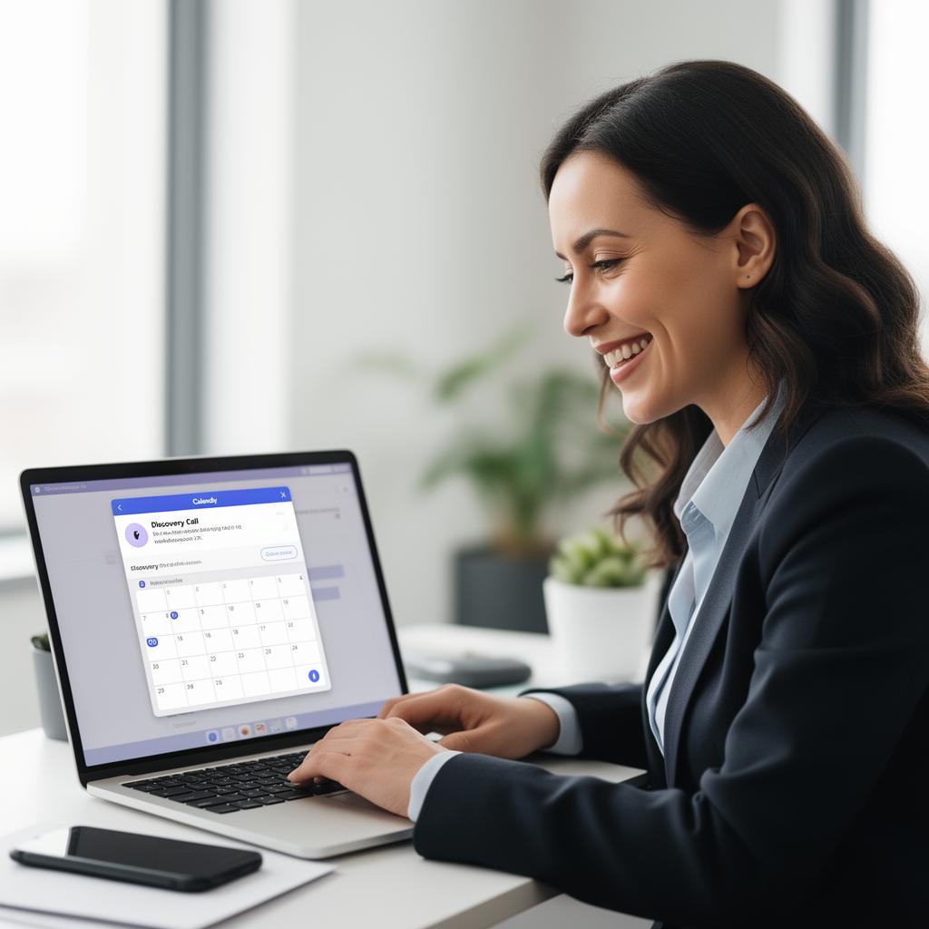 Creative Marketing Group client — UK consultant receiving a discovery call booked automatically by the AI Website Enquiry Agent